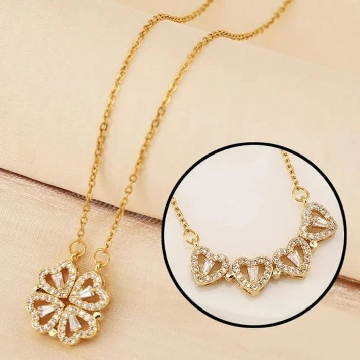 Collar Trébol - Corazón + Caja de Obsequio