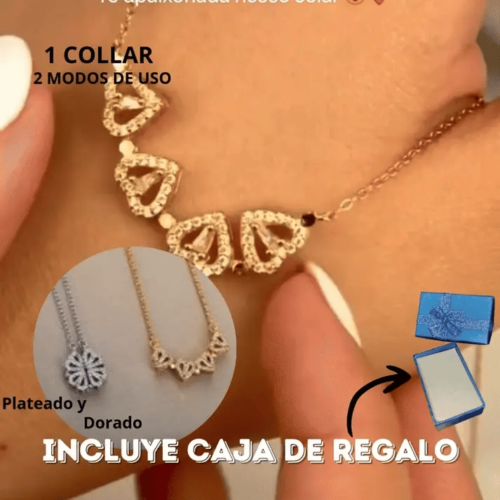 Collar Trébol - Corazón + Caja de Obsequio