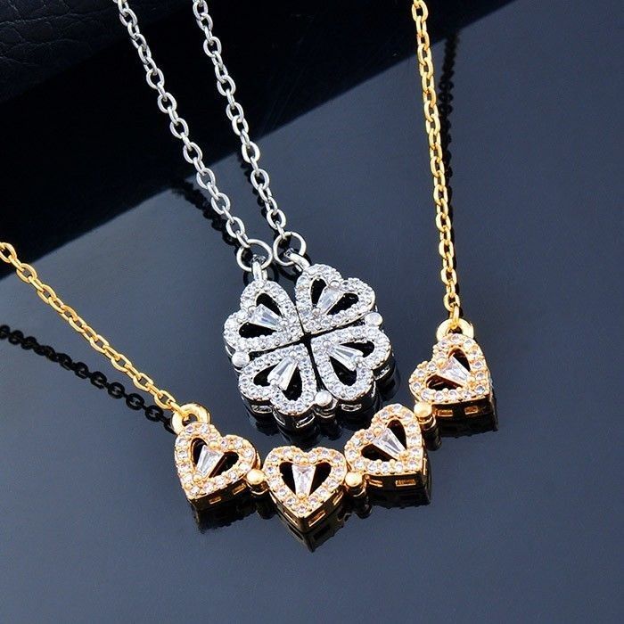 Collar Trébol - Corazón + Caja de Obsequio